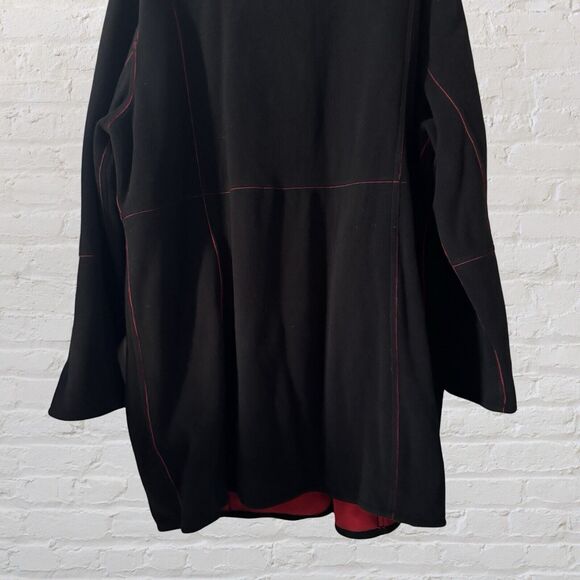 NWT Susan Graver Reversible Black Red Fleece Coat  Size  1X Full Front Button - Picture 6 of 16